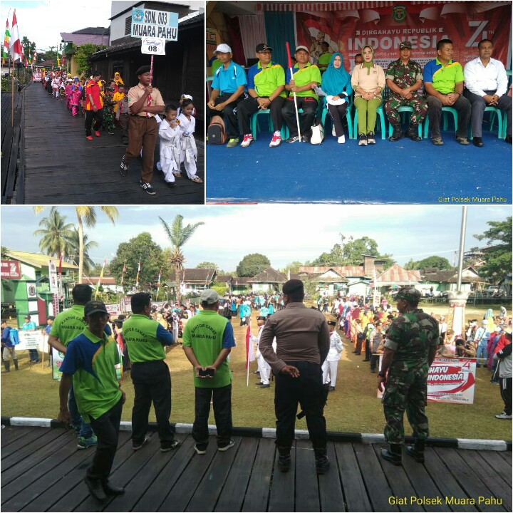 POLSEK MUARA PAHU AMANKAN GIAT PAWAI PEMBANGUNAN