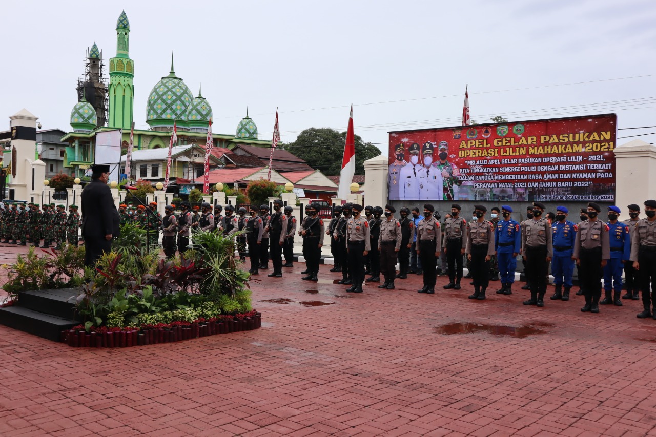 Jelang Nataru, Polres Kubar Menggelar Apel Pasukan Operasi Lilin Mahakam 2021