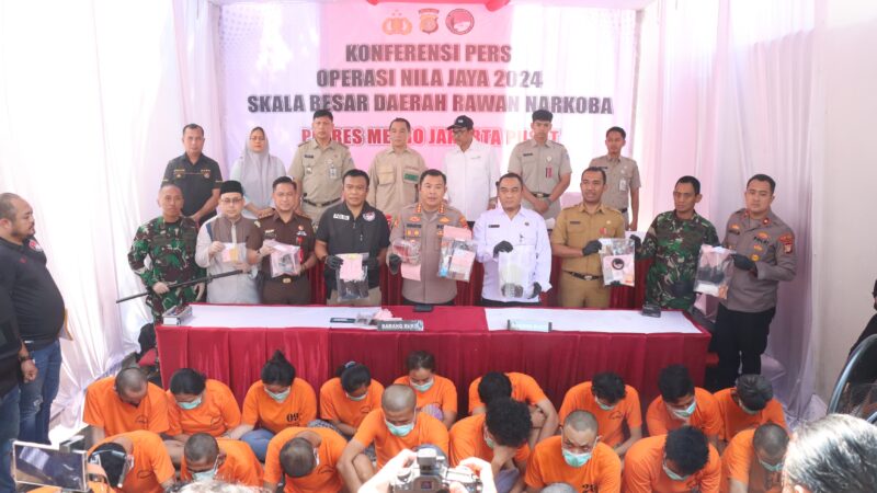 Polrestro Jakpus Lakukan Operasi Skala Besar, Tangkap 26 Tersangka Narkoba dan menyita 2 Kg Sabu di Kalipasir