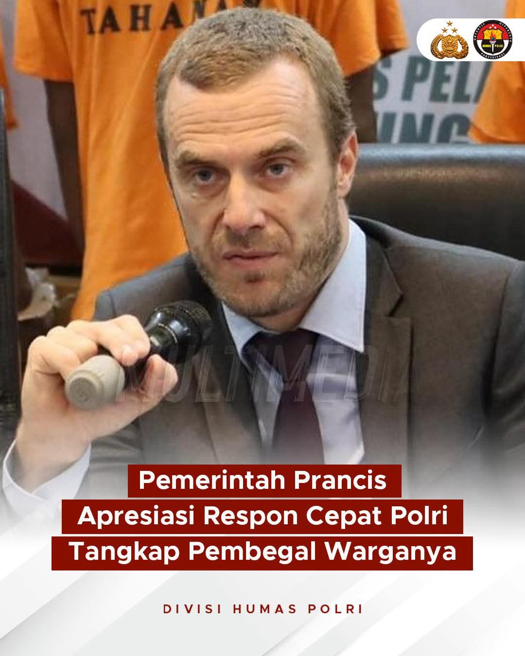 Atase Kepolisian Kedubes Prancis di Jakarta, Commandant De Police Chassot, mengapresiasi dan berterima kasih atas respons cepat Polres Pelabuhan Tanjung Priok dalam menangani kasus penjambretan yang menimpa warga Prancis, Marion Parent, dan anaknya di Pelabuhan Sunda Kelapa, Jakarta Utara. Kasus penjambretan terjadi pada 5 Maret 2025, ketika Marion dan anaknya diserang oleh pelaku yang menodongkan pisau dan merampas kamera. Dalam kasus itu, Polres Tanjung Priok berhasil menangkap 8 tersangka, termasuk 3 pelaku utama dan 4 penadah.