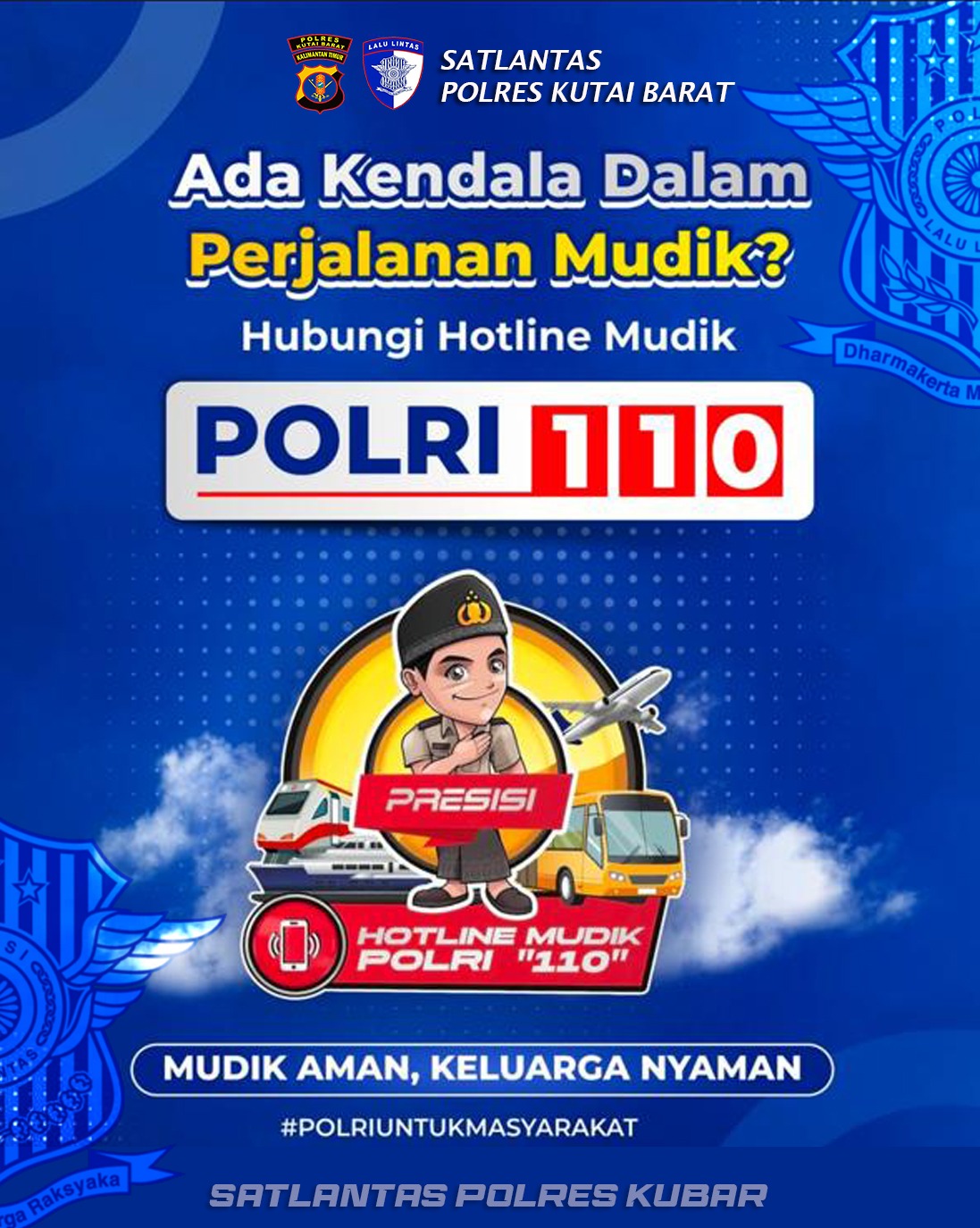 Satlantas Polres Kutai Barat Sosialisasikan Hotline Mudik Polri 110 dan Tagline “Mudik Aman, Masyarakat Nyaman” Jelang Idul Fitri 1446 H